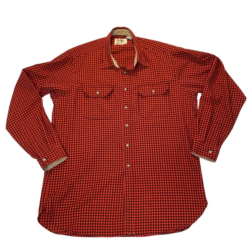 Cabela's Flannel Shirt Mens XL Red‎ Black Buffalo Check Button Front Hunting